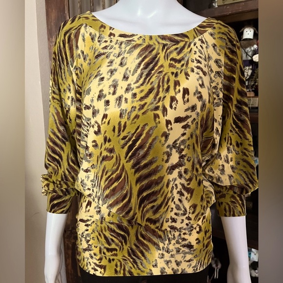 Norma kamali animal print top women’s size medium gold and brown - Picture 1 of 3